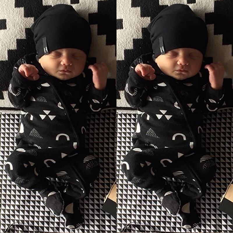 

Winter Pudcoco Newborn Infant Baby Boy Girl Zip Long Sleeve Romper Jumpsuit Clothes Outfits 201127, Black