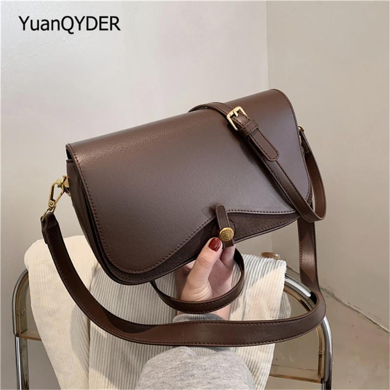 

Vintage Leather Women Shoulder Bag High Quality Crossbody Bags for Women 2021 Fashion Shopper Bag Designer Travel Messenger Bags, Black