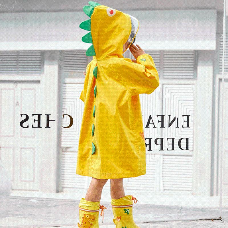 

Kids Yellow Rain Poncho Waterproof Reusable Backpack Toddler Rain Coat Wet Weather Gear Veste Pluie Raincoat with Hood EB50YY