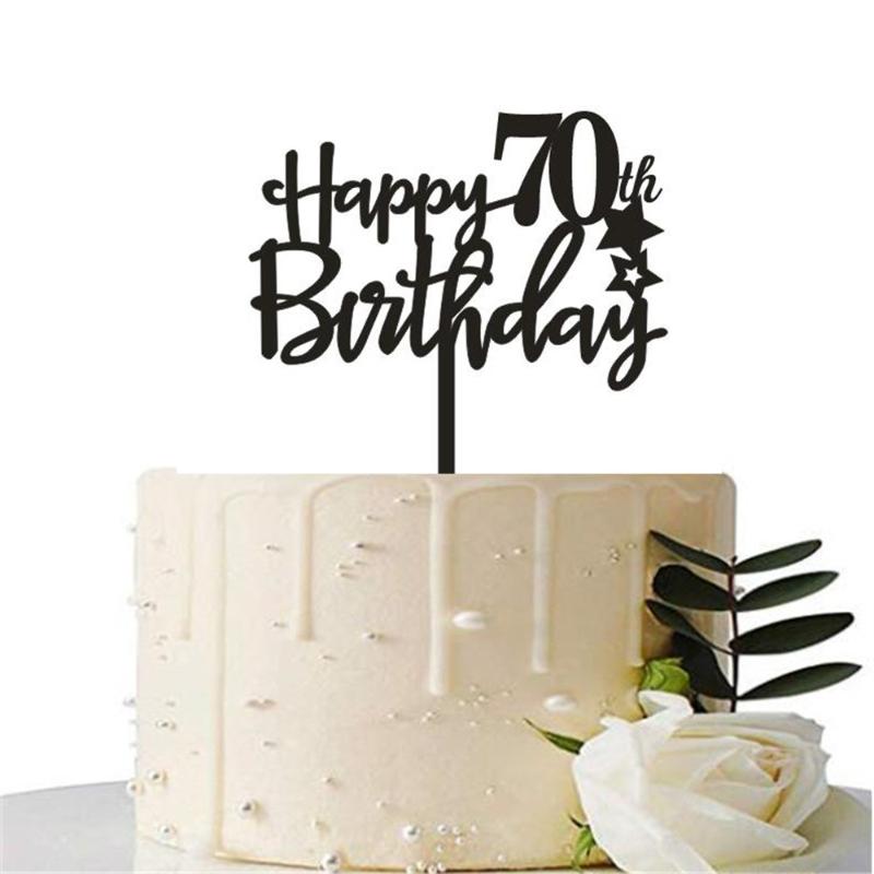 

Happy 70th Birthday Cake Topper Black Happy 40th Birthday Cake Topper 60th Wedding Anniversary Party Decoration
