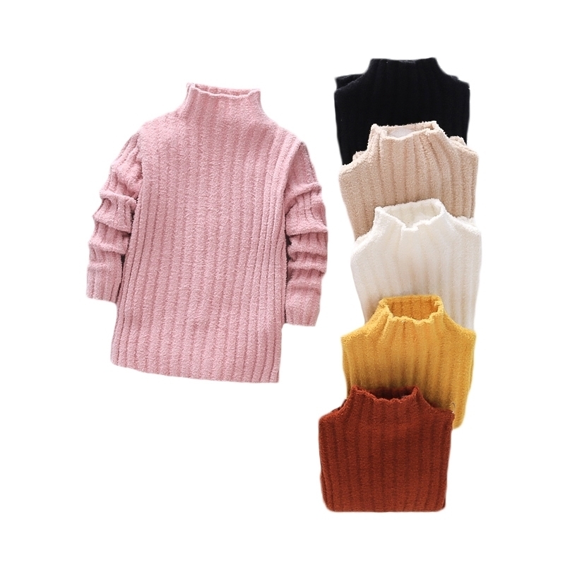 

Pullover Knitted Sweaters Solid Baby Girl Winter Clothes Thick Clothing for girls Warm Children's Clothing from 1 to7 Years Old 201201, Yellow
