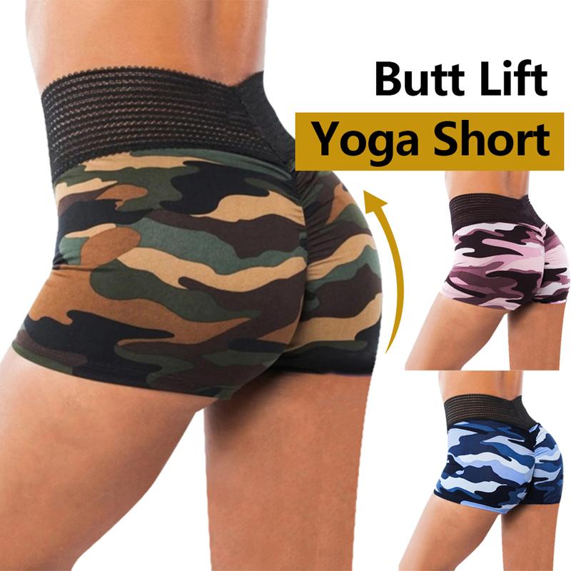 

High Waist Yoga Shorts Women Sports Shorts For Women Fitness Seamless Short Sportswear Fitness Camouflage Printed Yoga Short, Green