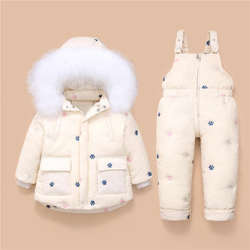 

New Toddler Kids Down Jacket Suit Baby Girl Coat+romper Clothing Set Thickened 1-3 Years Child Clothes Russian Winter Puffer, Black