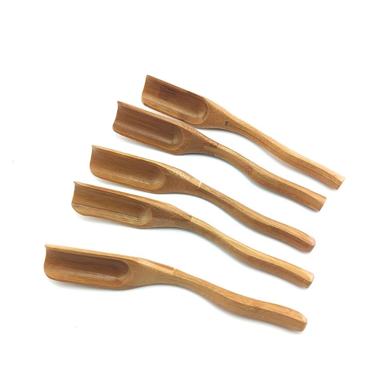

5Pcs Zero Waste Natural Eco-friendly Bamboo Scoop Reusable Portable for Honey Sauce Suger Coffee Delica Retro Style
