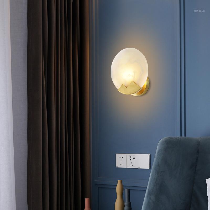 

Modern Glass Ball Wall Lamp Creative Bedside Lamp Living Room Bedroom Corridor Aisle Golden Copper Luminaire Lighting Fixture1