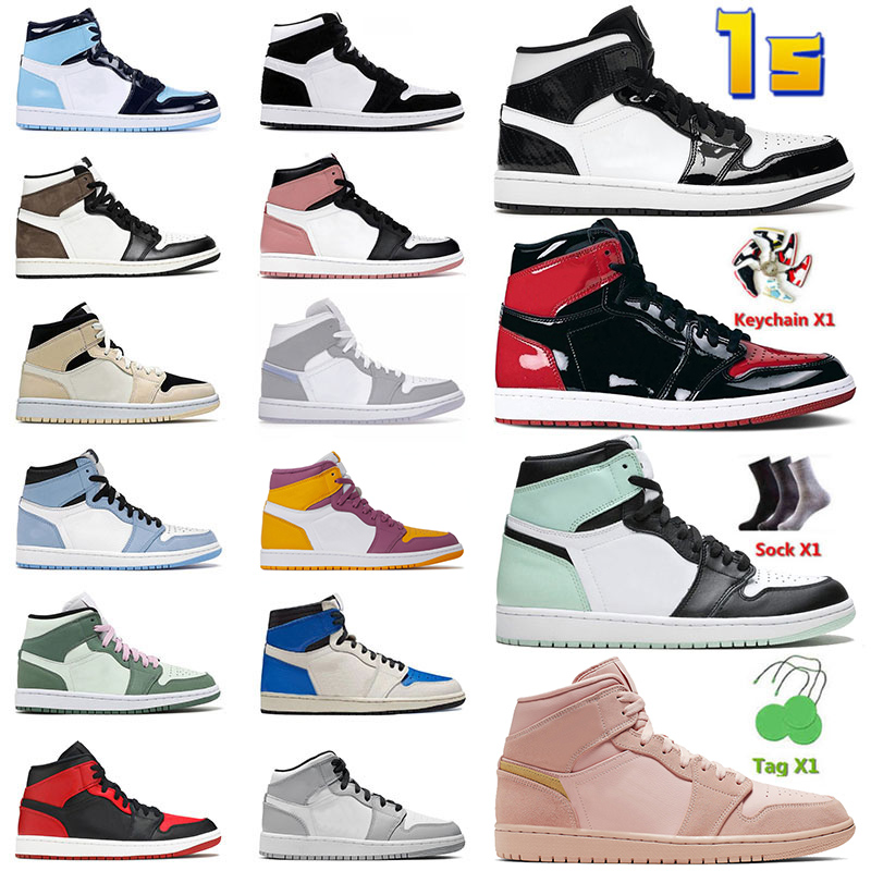 

Original Jumpman 1 1s Men Women Basketball Shoes Varsity Red Bred Patent OG Mocha High Panda University Blue Unc Mid Carbon Fiber Dutch Green Sneakers Big Size Us 12 13, # 36-46 hyper royal
