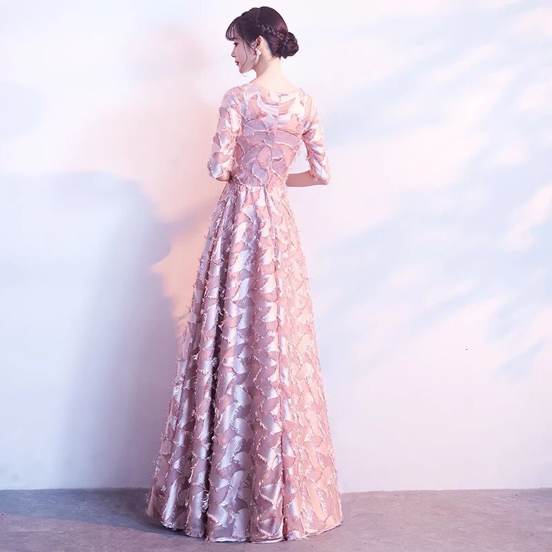 

2021 New Robe Soiree Rosa Half Neck Night to Women's Ground Dressed Party Clothes 5X41 evening, Pink.