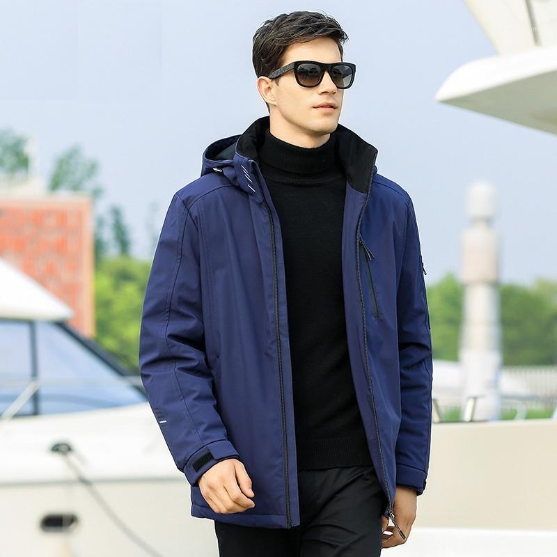 

Men' White Duck Down Jacket Hooded Outwear Hat Detachable Thick Warm Down Coat Feather Clothing for Men Male 77011, Black