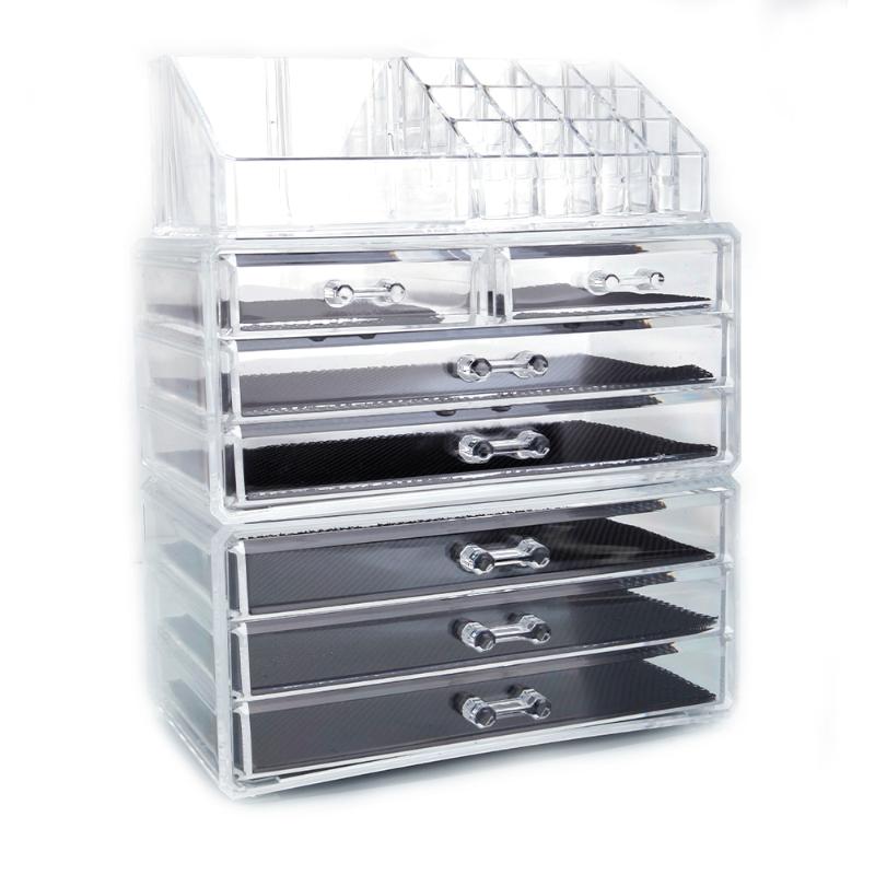 

SF-1122-1 Cosmetics Storage Rack with 2 Small & 5 Large Drawers Transparent, Clear