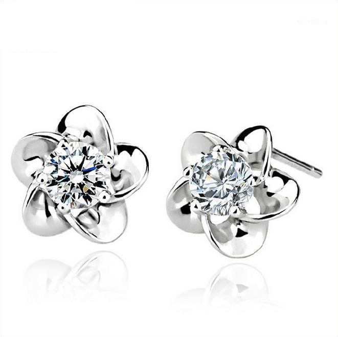 

Anti Allergy Luxury Cute 925 Sterling Silver Shiny Zircon Flower Stud Earrings for Girls Women Party Gift Jewelry 3Y0021