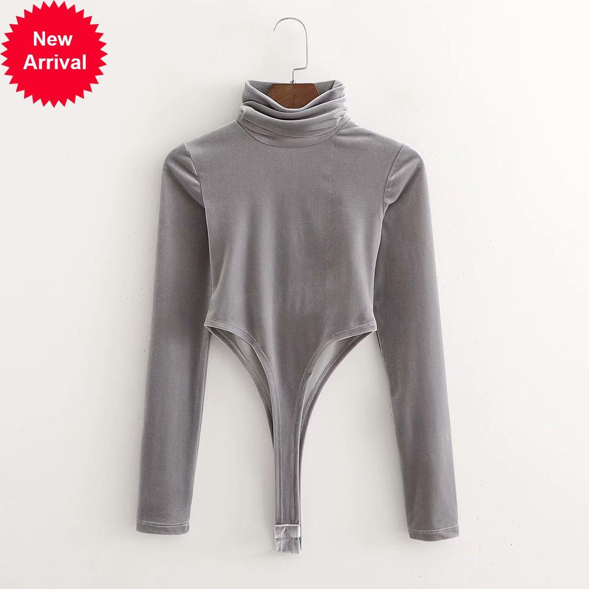 

2021 New Autumn Winter Velvet Bodysuit New Trend Female One-piece Bodysuits Long Sleeve Women's Fashionable Overalls Dpah, Beige