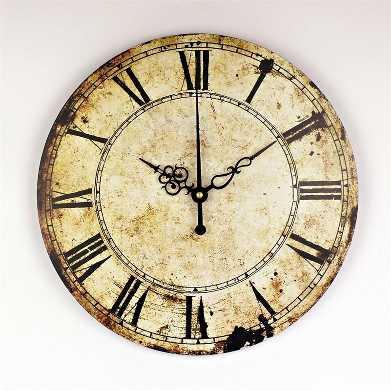 

Vintage Home Decoration Large Wall Clock Roman Style Ornament Living Room With Mute Modern Wall Clock LJ201211