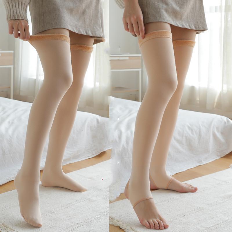 

Winter imitation nylon layered plus velvet thick stockings super soft base over-knee socks1