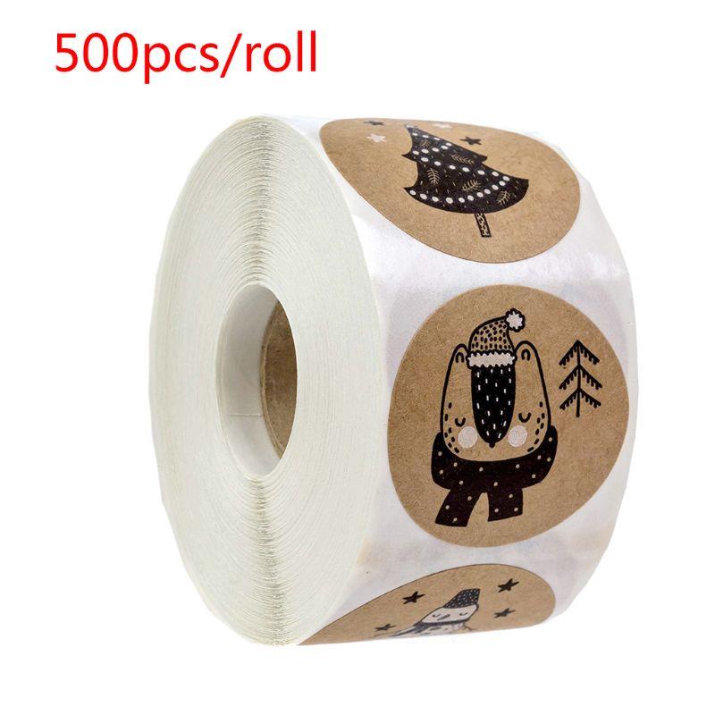 

500pcs/roll Christmas Stickers Tree Snowman Animals Decorative for Scrapbooking GXMA