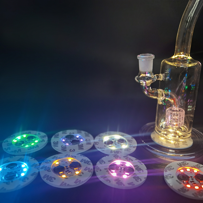 

Wholesale LED Light For Glass Bong Base Smoking Accessories 7 Colors Automatic Adjustment Family Party Bar Tool Hokkah Dab Rig