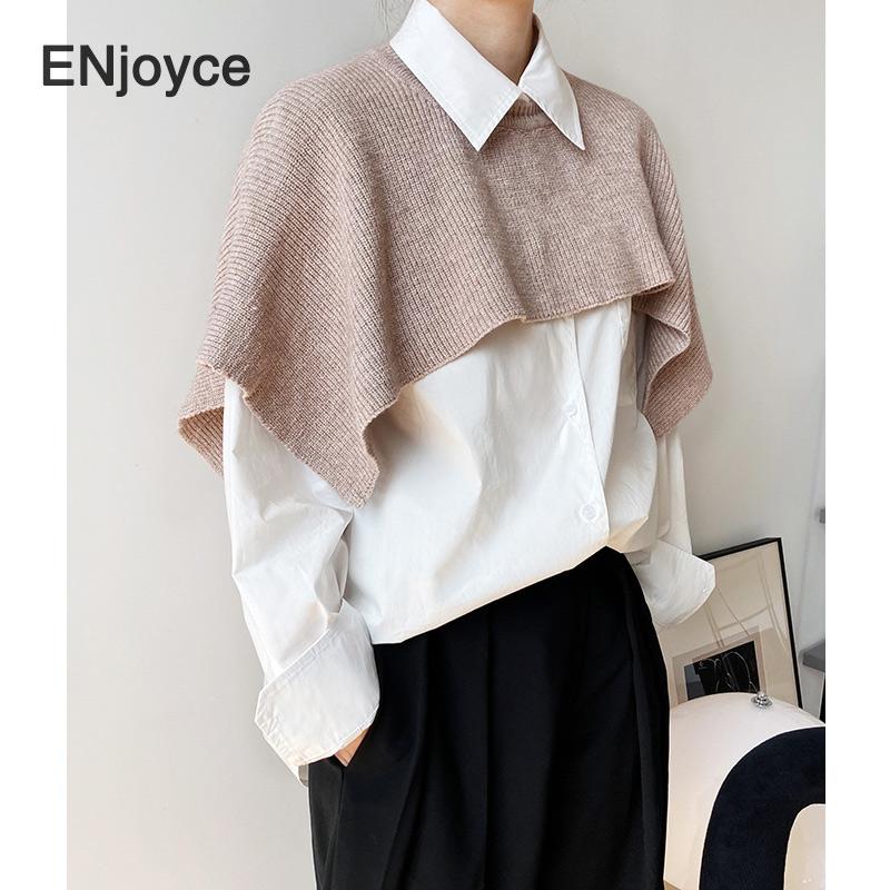 

Scarves Enjoyce Autumn Design Korean Style Decorative Knitted Shawl Pullover For Women