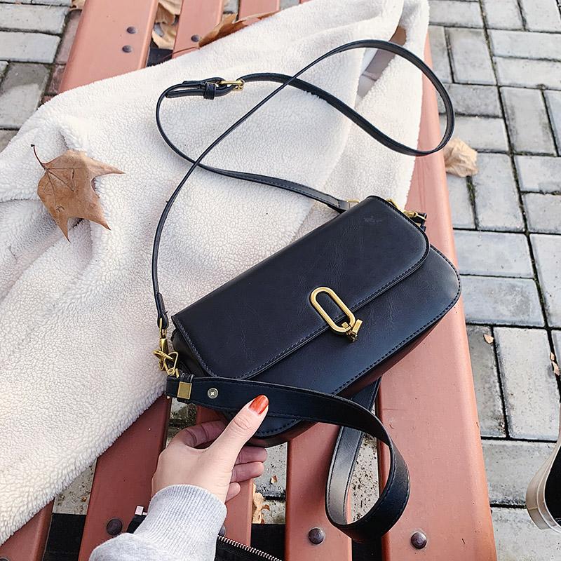

Simple Style Vintage Small Solid Color PU Leather Crossbody Bags for Women 2021 Lock Shoulder Bag Travel Handbags and Purse, Black