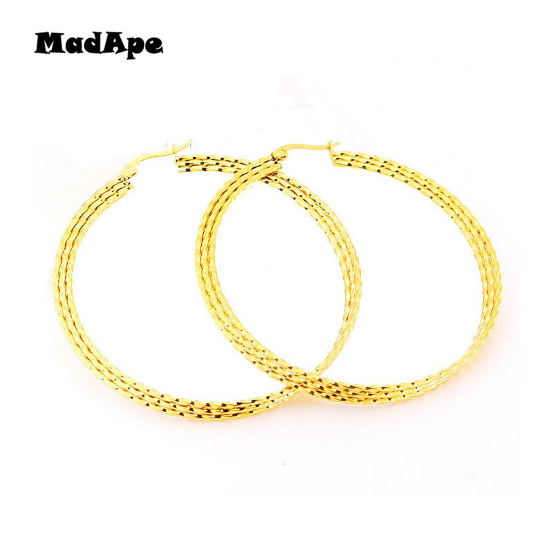 

MadApe Stainless Steel Hoop Earrings 2021 Fashion Classic 4 Color Large Hoop Earrings For Women Jewelry Round Earring Wholesale