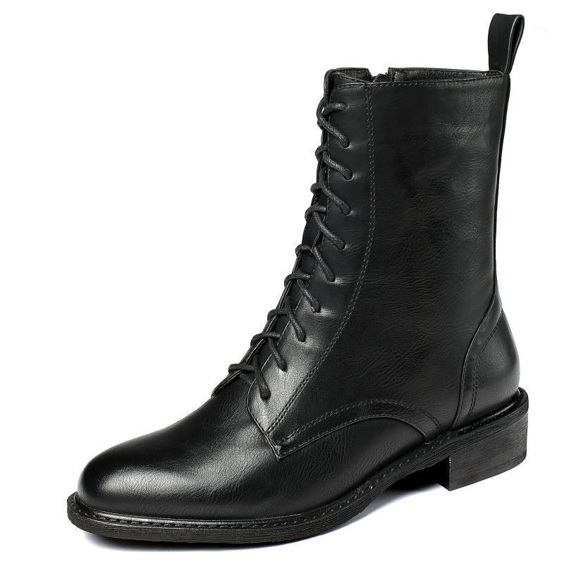 

Fashion Rubber Ankle Boots Women Shoes Leather Water-proof Black 2020 Fashion Combat Boots Women Lace Up Motorcycle Ladies1