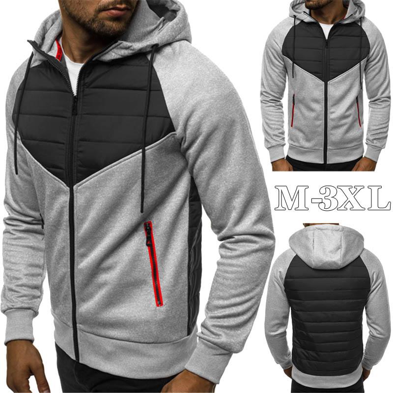 Pulls à capuche pour hommes sweats 2020 nouveau décontracté mince fermeture éclair sweat à capuche hommes à manches longues Patchwork sweat à cap