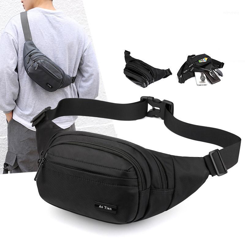 

Waterproof Men Sports Waist Pack Trendy Crossbody Bag Casual Desig Men Chest Bag Fanny Pack Simplicity Male Hip Waist Bags1, Sky blue