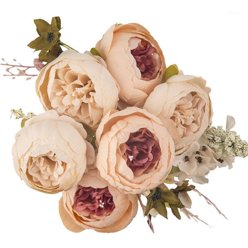 

13Heads Beautiful Rose Peony Artificial Silk Flowers Small bouquet flores Home Party Spring Wedding Decoration Fake Flower1, Purple