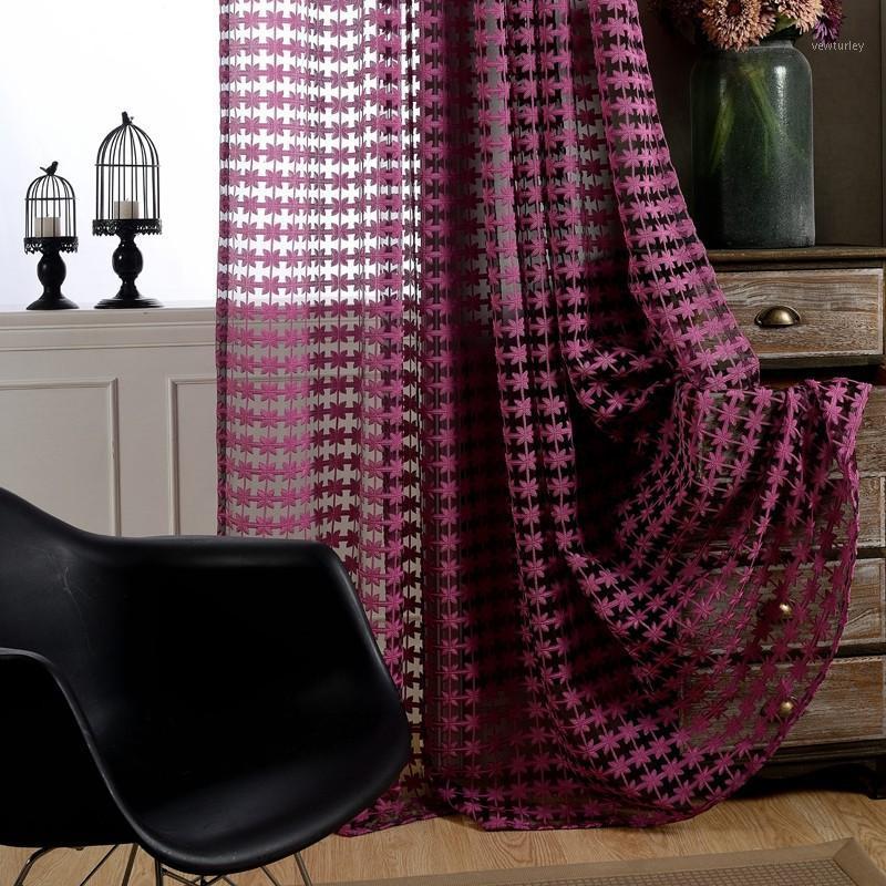 

European high quality jacquard curtain for living room bedroom window screens two colors assorted tab top grommet top1, Purple