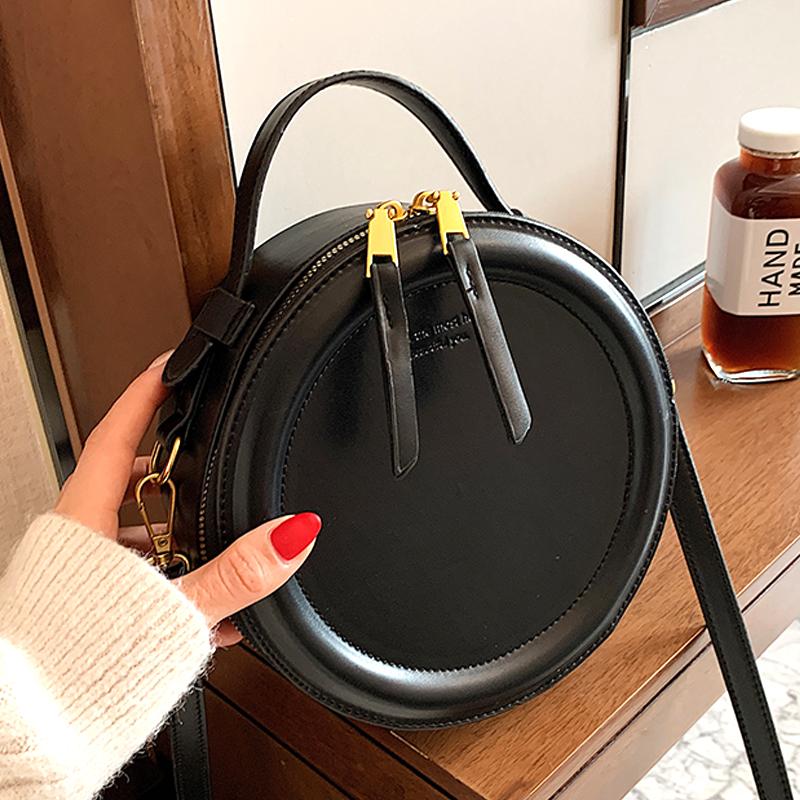 

Small Round Design Shoulder Bag 2021 Female Handbags Shoulder Ladies Winter Leather Vintage Crossbody Bag Purses, Khaki