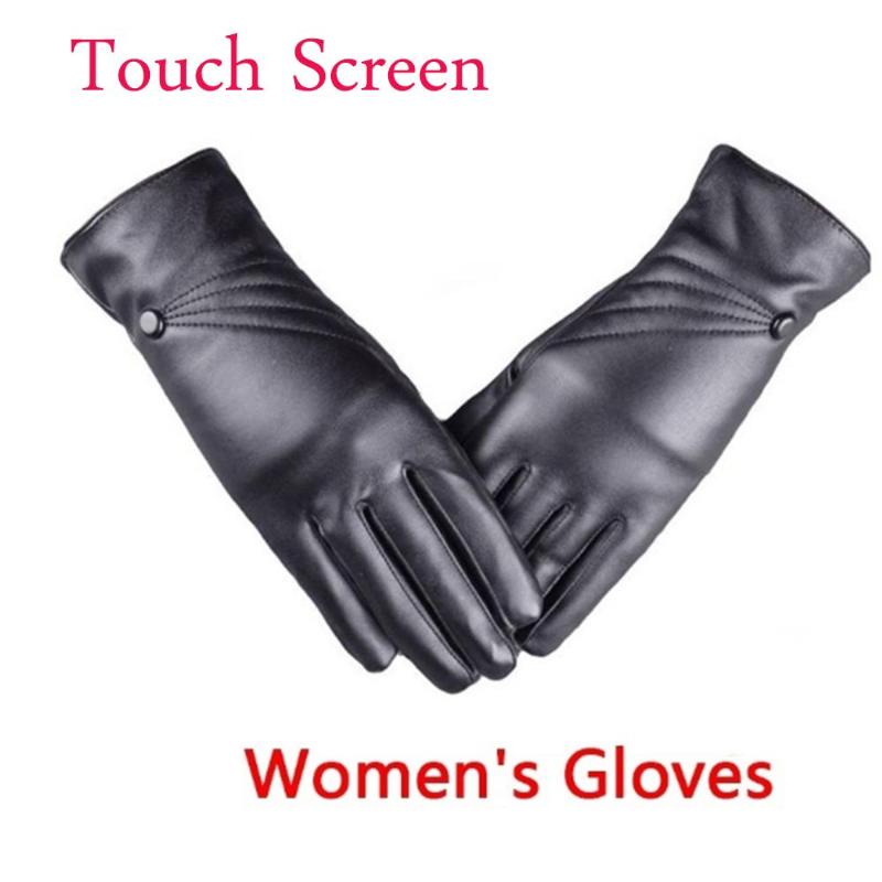 

Women Black Motorcycle Biker Windproof Driving Warm Ladies Glove Sport Touch Screen Gloves Genuine Leather