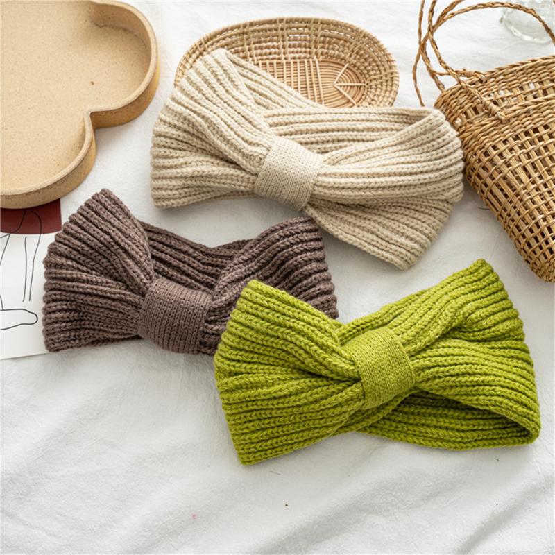 

New Wide Knitted Cross Knot Headband for Women Girls Autumn Winter Hair Accessories Headwear Elastic Hair Band Accessories