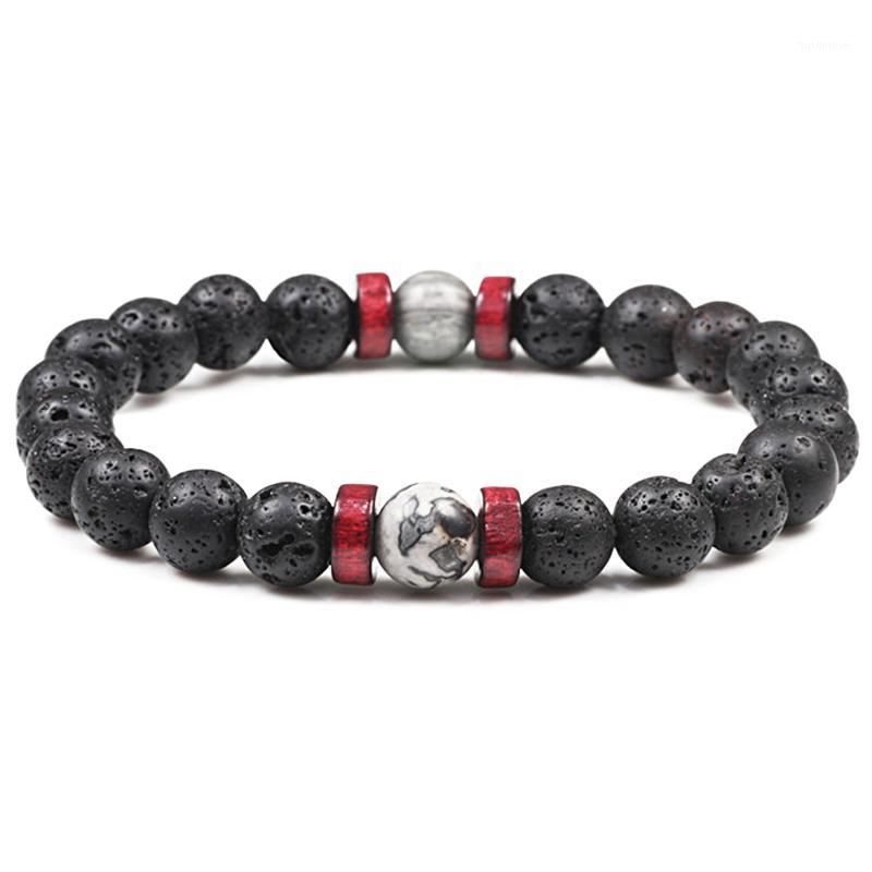 

Natural Stone Bracelet Black Lava Stone Beaded Fashion Men Wooden Bead Charm Bracelets Women Prayer Balance High Quality Jewelry1