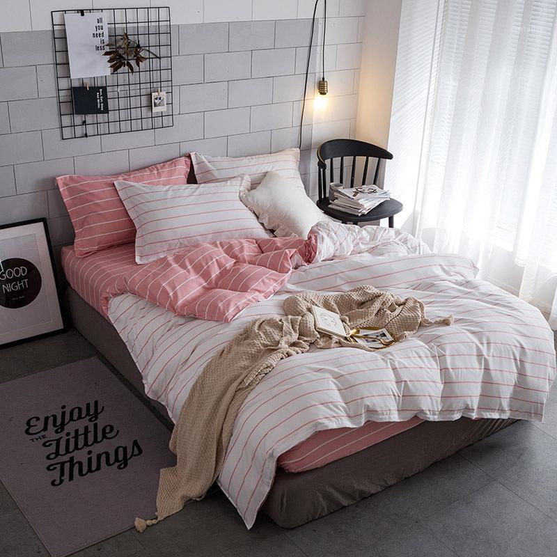 

denisroom stripes bedding set white bed linens duvet cover set quile cover and pillowcases queen king SR45#1, Style 6