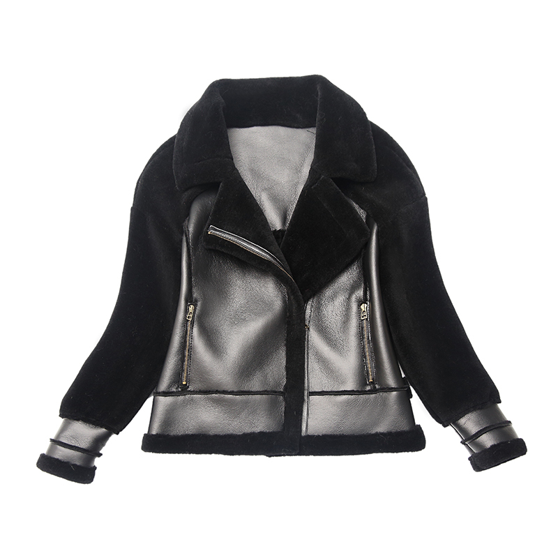 

New Fur 2020 Coat Ladies'clothing Clothing Skin Thin Motorcycle Leather Special Offer X2yh, Caramel plus black s.