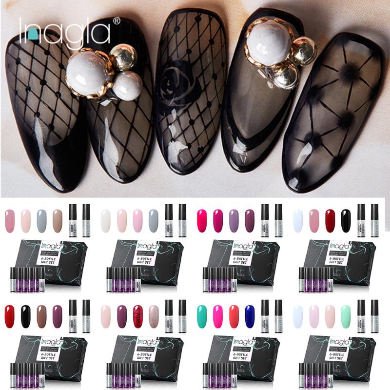 

Inagla Set For Manicure Nail Kit Set Gel Varnish 4 Color Gel+Base and Top Coat UV Gel Polish Varnish Nail Polish, Ch004