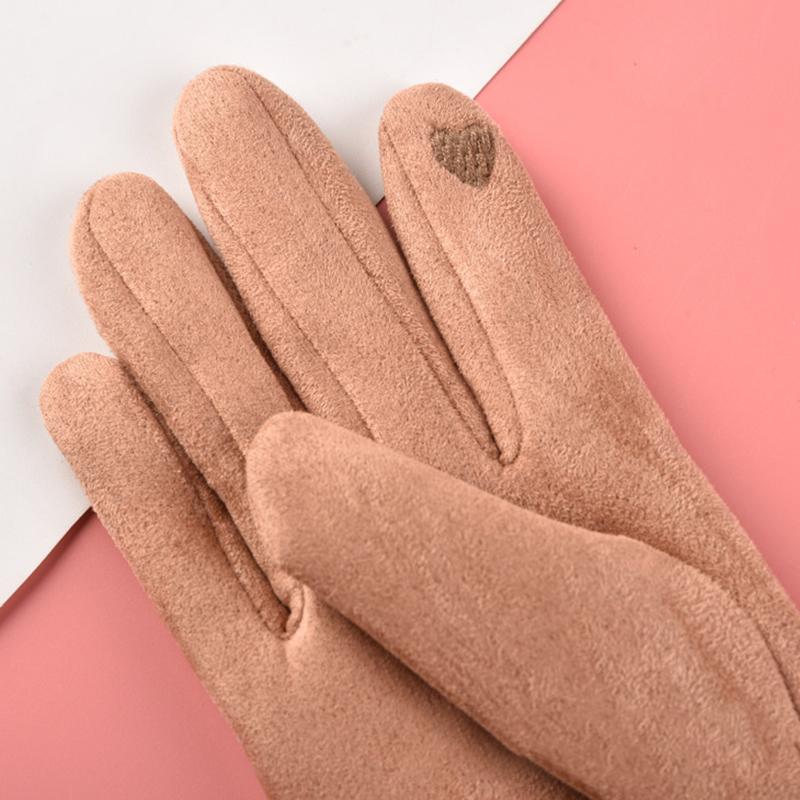 

Hot Sel Women Warming Hand Gloves Suede Gloves Women Winter Plus Velvet Warm Thick Touches Screen Outdoor Riding Running Driving, Black