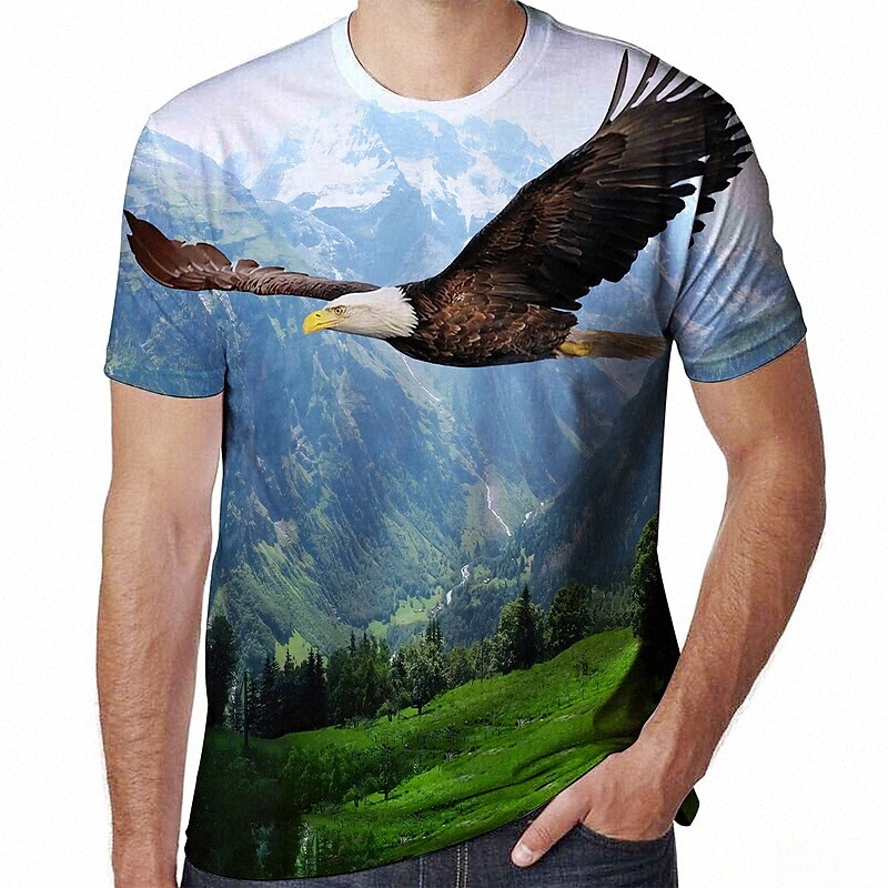 Tee-shirt Unisexe Homme Tee-shirt T-shirt 3D Imprimé graphique Imprimés Eagle Plus Taille Ronde Couille Casual Imprimé quotidien à manches courte