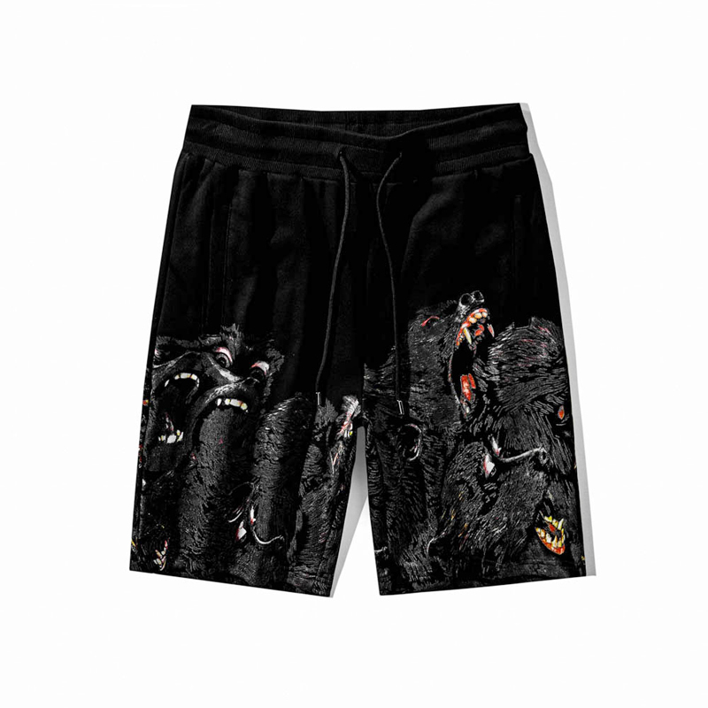 

2021 Casual Baboon Print 3d Animal Printed New Summer Men Beach Shorts Am1r, Black