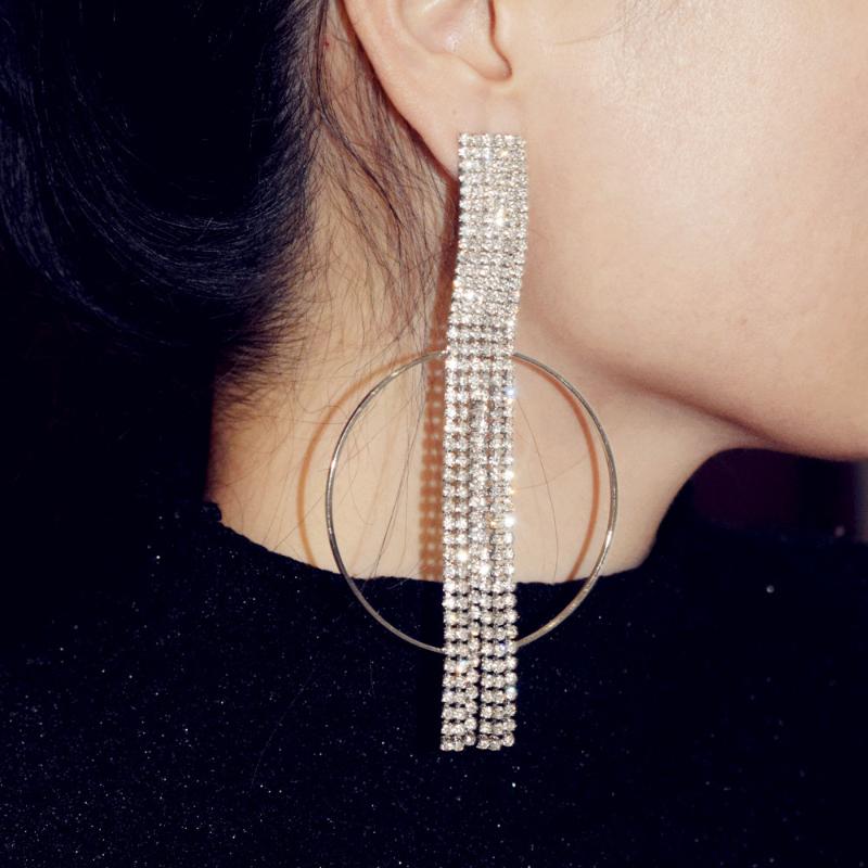 

New Shiny Rhinestone Dangle Earrings For Women Jewelry Fashion Brand Statement Earrings Accessories Wholesale