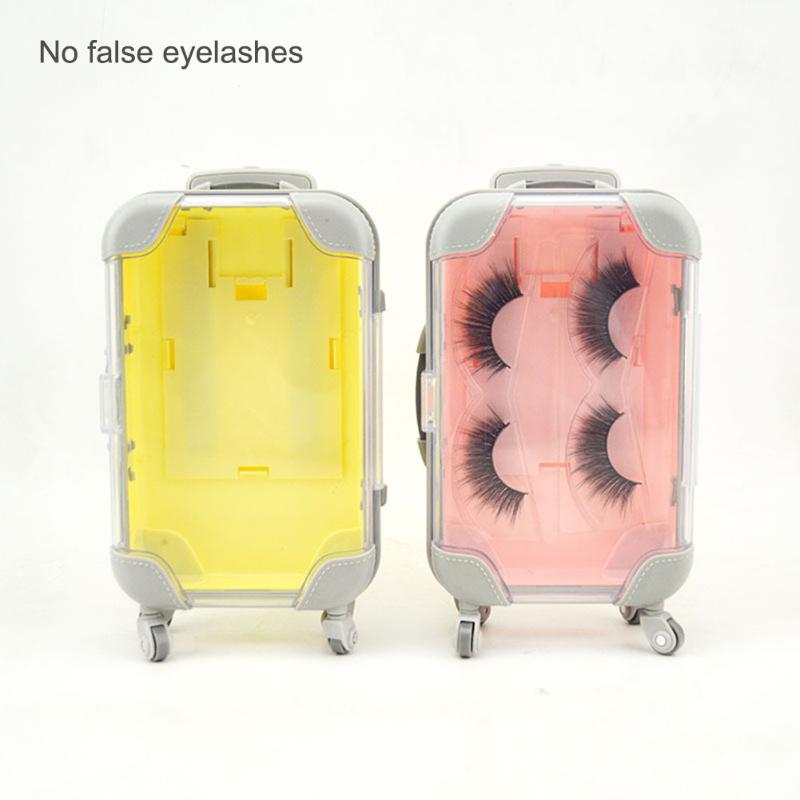 

2Pairs Reusable False Eyelash Luggage Box Makeup Container Eyelash Empty Storage Tray DIY Empty Packing Case Organizer