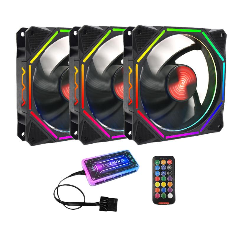 

COOLMOON Rgb Computer Chassis Fan, 12cm Ultra-Quiet Color Light-Emitting Desktop Computer Host Cooling Fan Cpu Chassis Fan(3Pcs