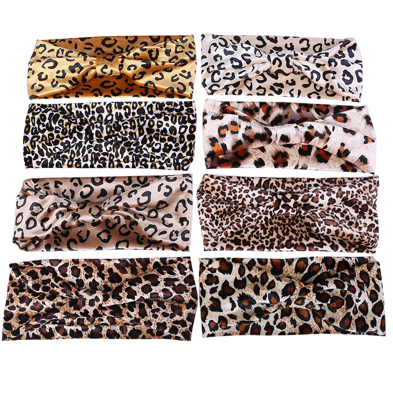 

Women Leopard Cross Headbands Turban Hairbands Elastic Stretch Hair Band Hair Accessories Headwear Fashion Leopard Hairband