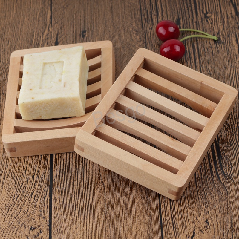 

Wooden Soap Tray Holder Storage Soap Eco-friendly Wooden Soap Dish Rack Plate Box Container Bath Shower Bathroom Soaps Dishes BH4429 TQQ, As picture show
