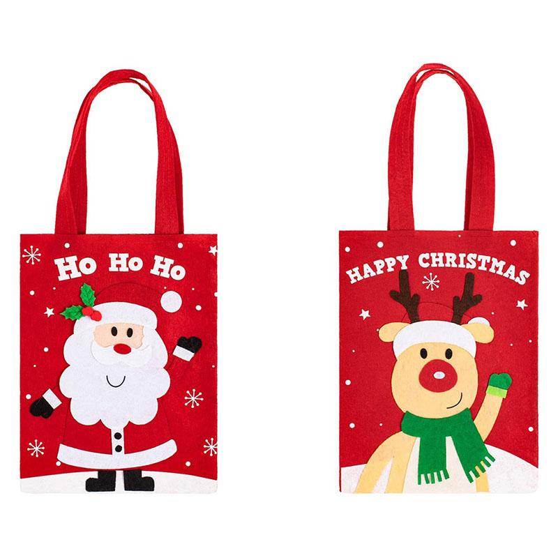 

Christmas Santa Elk Gift Reusable Thick Candy Tote Bag Family Grocery