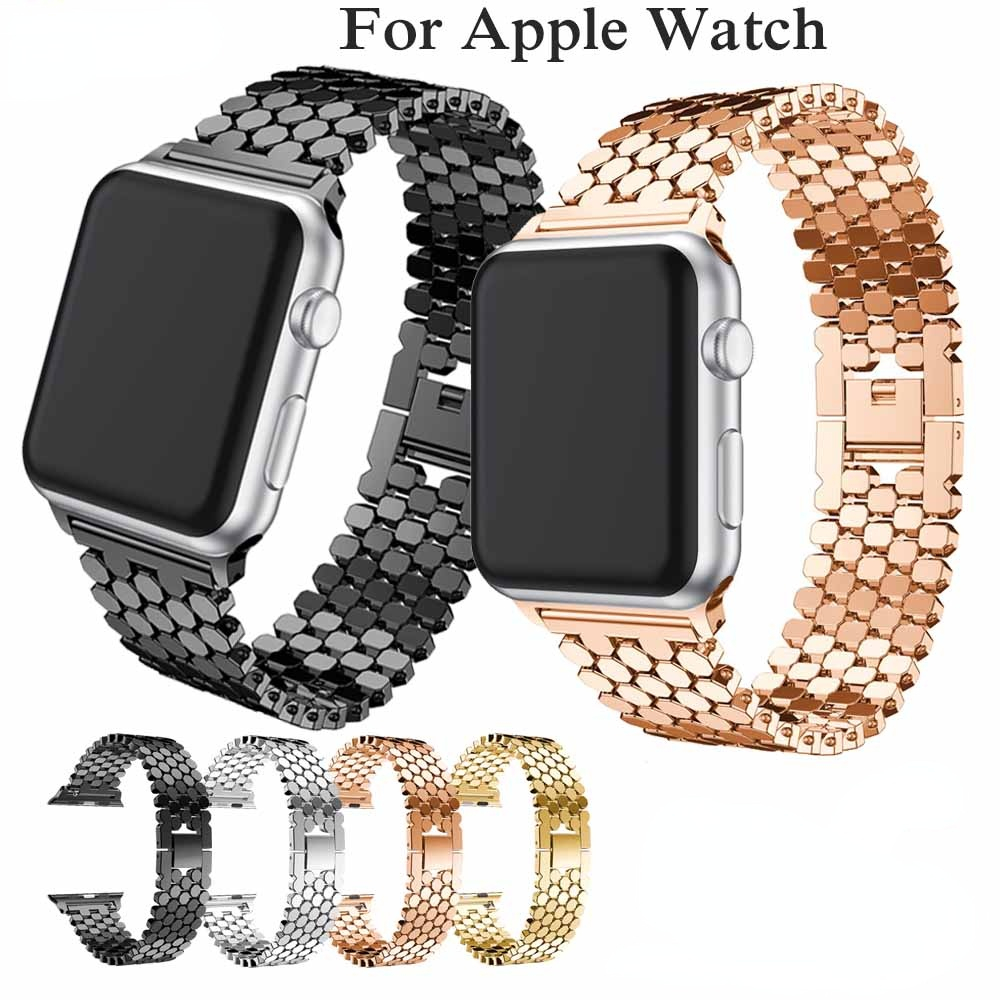 

Luxe Staal Link Armband Strap Voor Apple Horloge Band 44Mm 40Mm 42Mm 38Mm Voor Iwatch Serie 6 Se 5 4 3 2 1 Metalen Pols Horlogeband