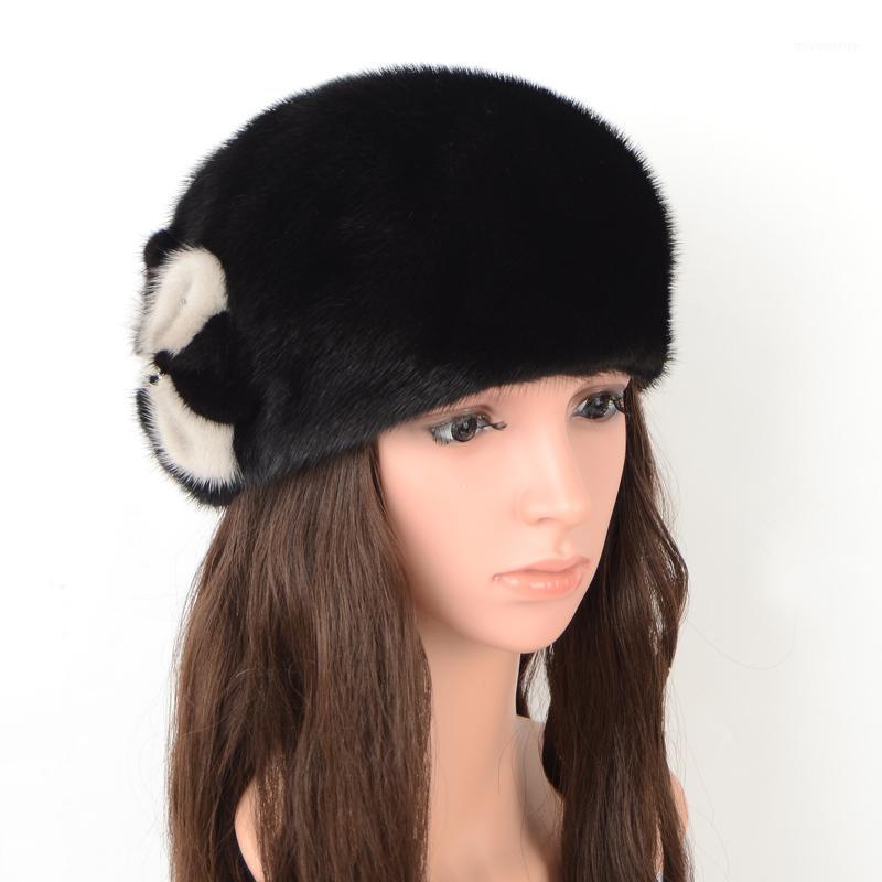 

Hats For Women Beret Real 2020 New Fashion Good Quality Elegant Hat Hats For Winter Women Beret Fur Cap1, Black
