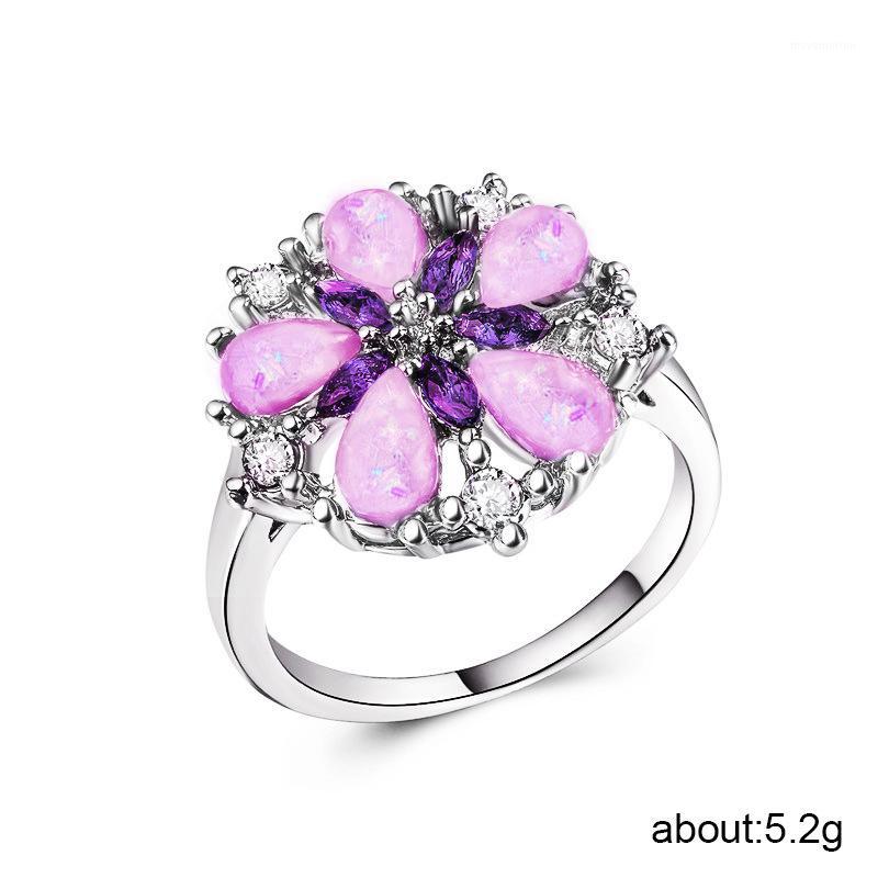 

925 sterling silver jewelry treasure ring Exquisite five-petal flower opal rings Stainless steel rose golden jade amethystB14531