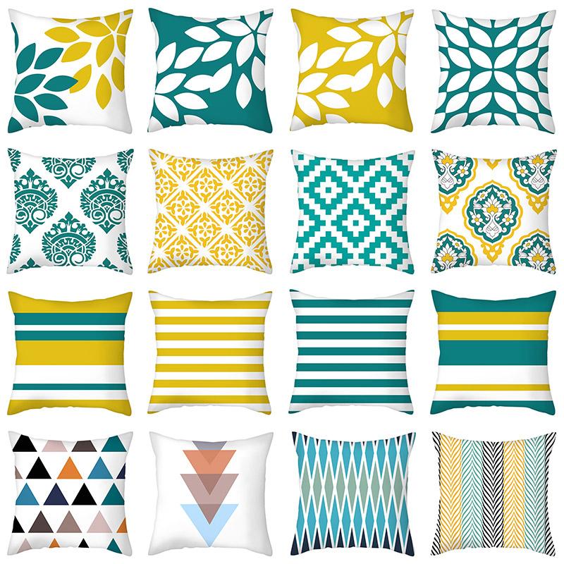 

1 pcs Nordic Geometric Pillowcase Upholstery Sofa cushion green pillowcase polyester car cushion, Drd159-23