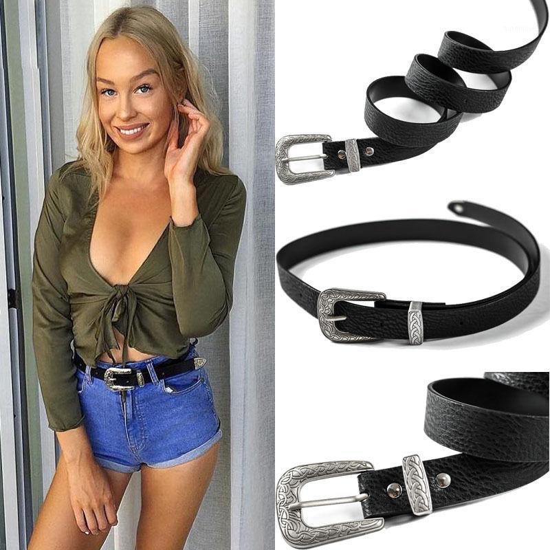 

Fashion Women Ladies Girl Vintage Belt Metal Buckle Leather Waist Belt Waistband1, Black