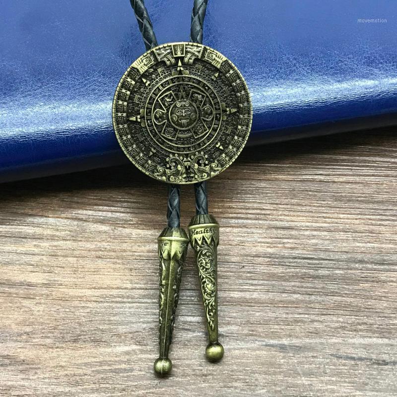 

Solar calendar zinc alloy bolo tie leather rope men's clothing accessories1