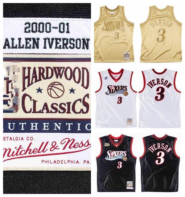 

2020 Allen Iverson Mitchell & Ness Philadelphia76ersHardwoods Classics 2001 02 Authentic Jersey RoadFinals, Black;red